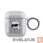 Tagakaaned Karl Lagerfeld - Karl Lagerfeld PU Embossed Karl Head Case for AirPods 1/2 Silver 