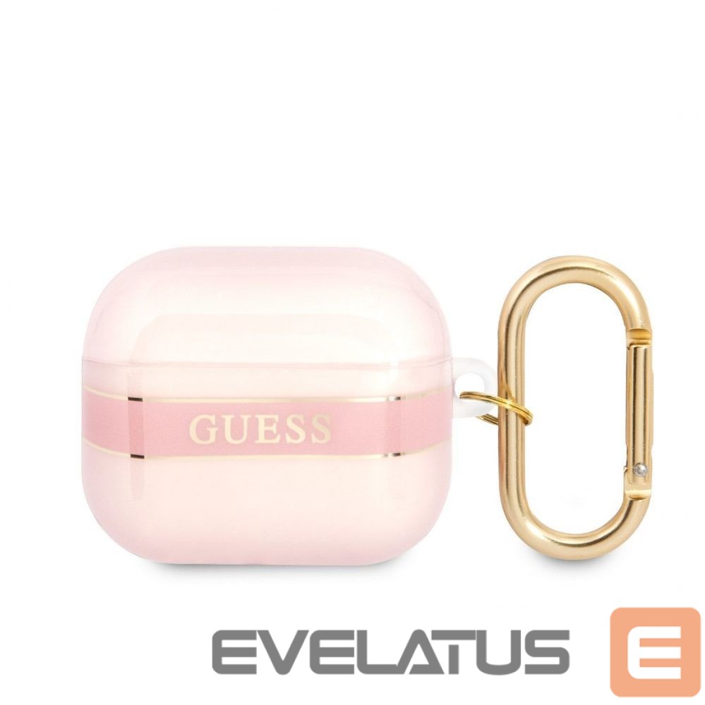 Korpus kõrvaklappidele Guess Apple Airpods 3 TPU Printed Stripe Case Pink