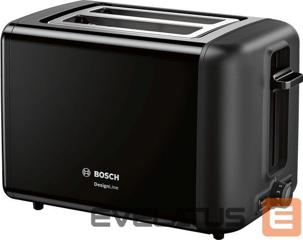 Röster Bosch DesignLine Toaster TAT3P423 Power 970 W, Number of slots 2, Housing material Stainless steel, Black