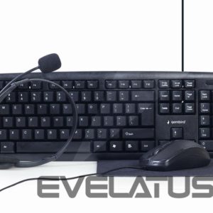 Arvuti klaviatuur Gembird  4-in-1 Multimedia office set KBS-UO4-01 Keyboard, Mouse, Pad and Headset Set, Wired, Mouse included, US, Black 