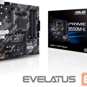 Intel protsessori emaplaat Asus  PRIME B550M-K Memory slots 4, Processor family AMD, Micro ATX, DDR4, Processor socket AM4, Chipset AMD B 