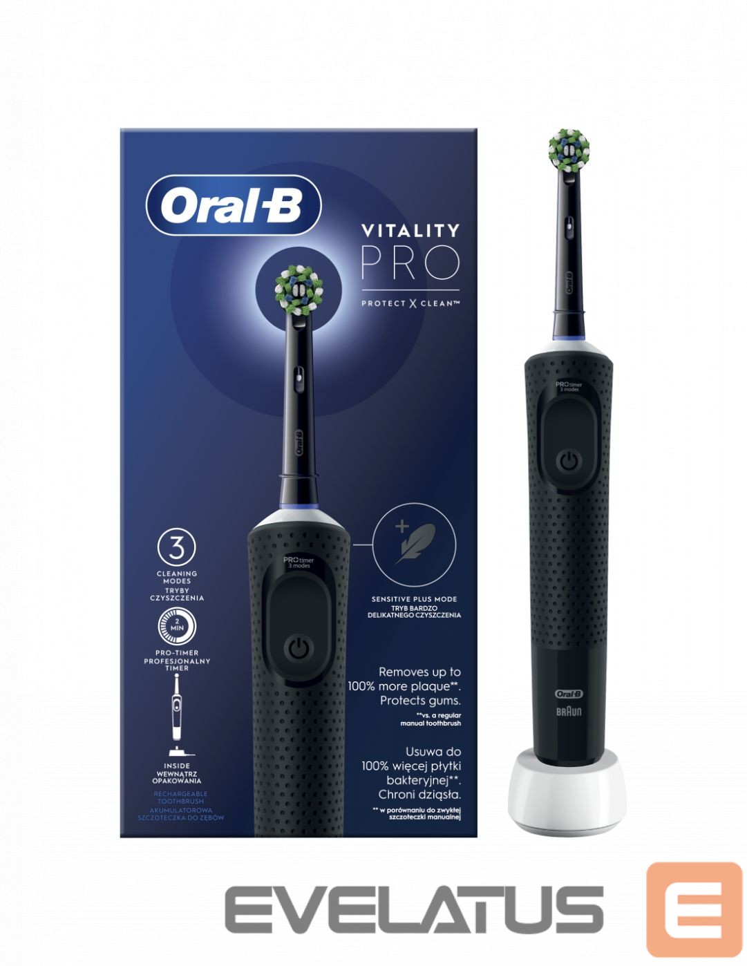Hambahari Oral-B Electric Toothbrush D103 Vitality Pro Rechargeable, For adults, Number of brush heads included 1, Black, Number of teeth brushing modes 3