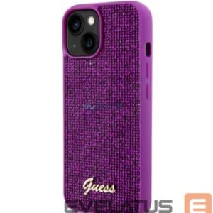 Tagakaaned Guess Apple iPhone 15 Sequin Script Logo Case Magenta