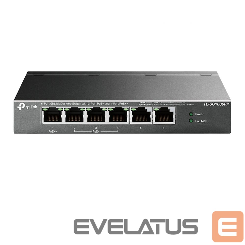Võrgulülitid TP-Link NET SWITCH 6PORT 3POE+/1POE++/TL-SG1006PP