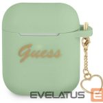 Korpus kõrvaklappidele Guess Apple AirPods 1/2 cover Silicone Charm Heart Collection Green