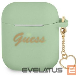 Korpus kõrvaklappidele Guess Apple AirPods 1/2 cover Silicone Charm Heart Collection Green