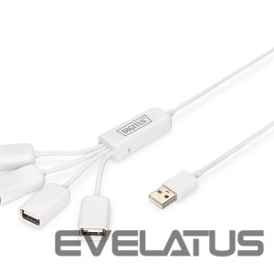 Muu arvutitarvik Digitus  USB 2.0 Cable Hub, 4-Port 4x USB A/F, 1x USB A male, DC2.5mm (PSU not incl.) DA-70216 