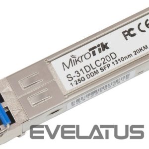 Server – muud tarvikud Mikrotik  S-31DLC20D SFP, Single-Mode Fiber, Dual LC, 10/100/1000 Mbit/s, Wavelength 1310 nm, Maximum transfer distance 20000 m, -40 to +70C 