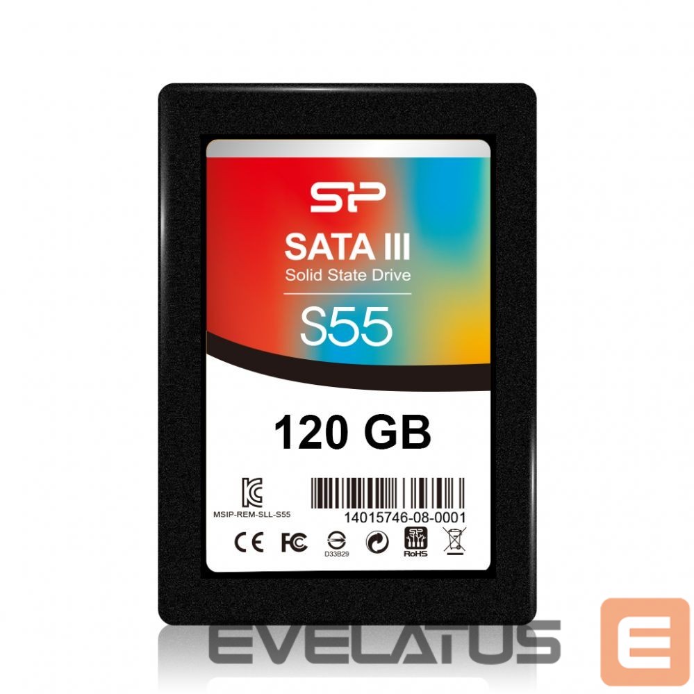 Kõvaketas SSD Silicon power Slim S55 120 GB, SSD interface SATA, Write speed 420 MB/s, Read speed 550 MB/s