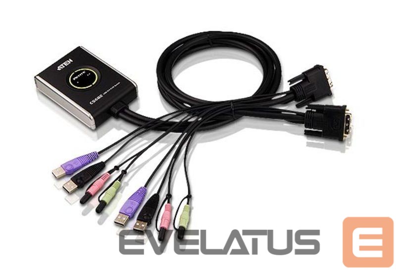 Server – muud tarvikud Aten 2-Port USB DVI/Audio Cable KVM Switch with Remote Port Selector