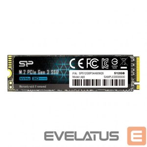 Kõvaketas SSD Silicon power  A60 512 GB, SSD interface M.2 NVME, Write speed 1600 MB/s, Read speed 2200 MB/s 