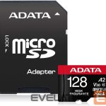 Mälukaardid ADATA  AUSDX128GUI3V30SHA2-RA1 Memory Card 128 GB, MicroSDXC, Flash memory class 10, Adapter, 80 MB/s, 100 MB/s 