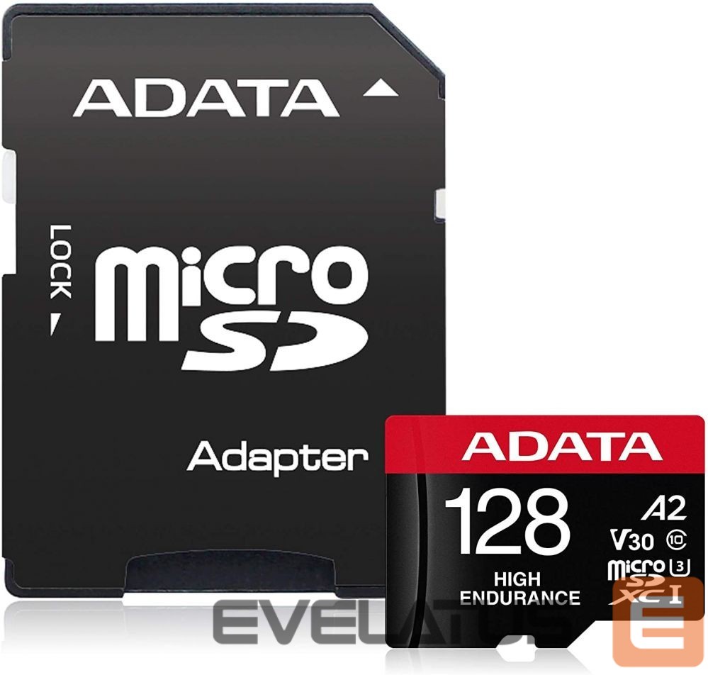 Mälukaardid ADATA AUSDX128GUI3V30SHA2-RA1 Memory Card 128 GB, MicroSDXC, Flash memory class 10, Adapter, 80 MB/s, 100 MB/s