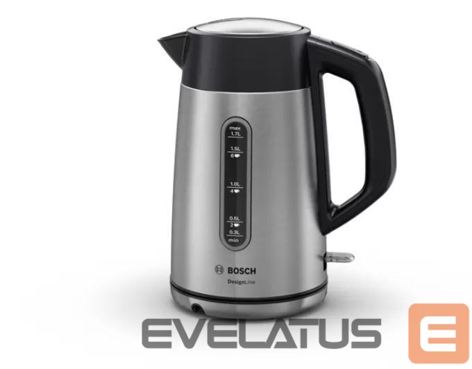Veekeetja Bosch Kettle DesignLine TWK4P440 Electric, 2400 W, 1.7 L, Stainless steel, 360° rotational base, Stainless steel/Black