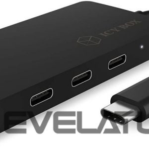 Ruuterid Raidsonic  4-port hub with USB Type-C interface and PD port  IB-HUB1429-CPD Black 