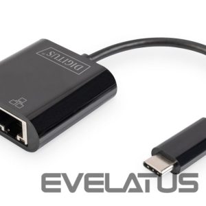 Ruuterid Digitus  USB-Type-C Gigabit Ethernet Adapter + PD with power delivery function DN-3027	 Black 