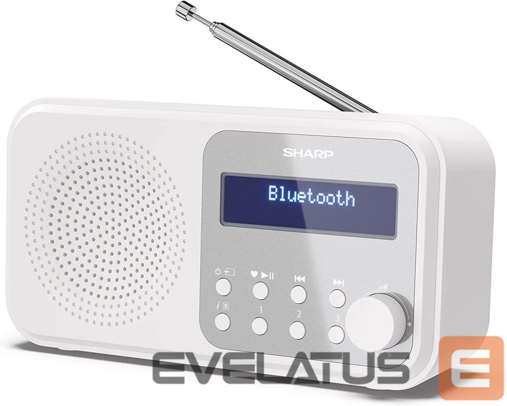 Interaktiivne lahendus Sharp DR-P420(WH) Tokyo Portable Digital Radio, FM/DAB/DAB+, Bluetooth 5.0, USB or Battery Powered, Snowy White