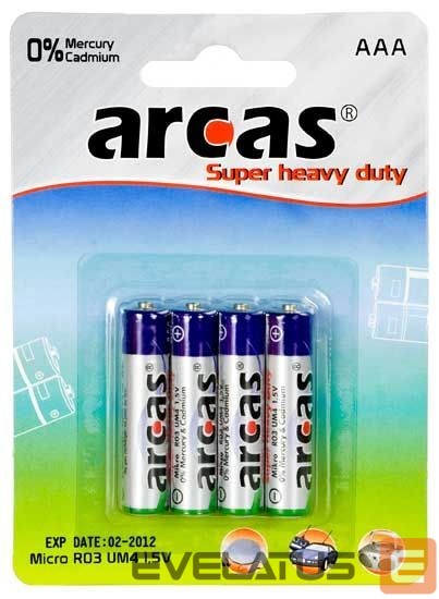 Muu arvutitarvik Arcas AAA/R03, Super Heavy Duty, 4 pc(s)