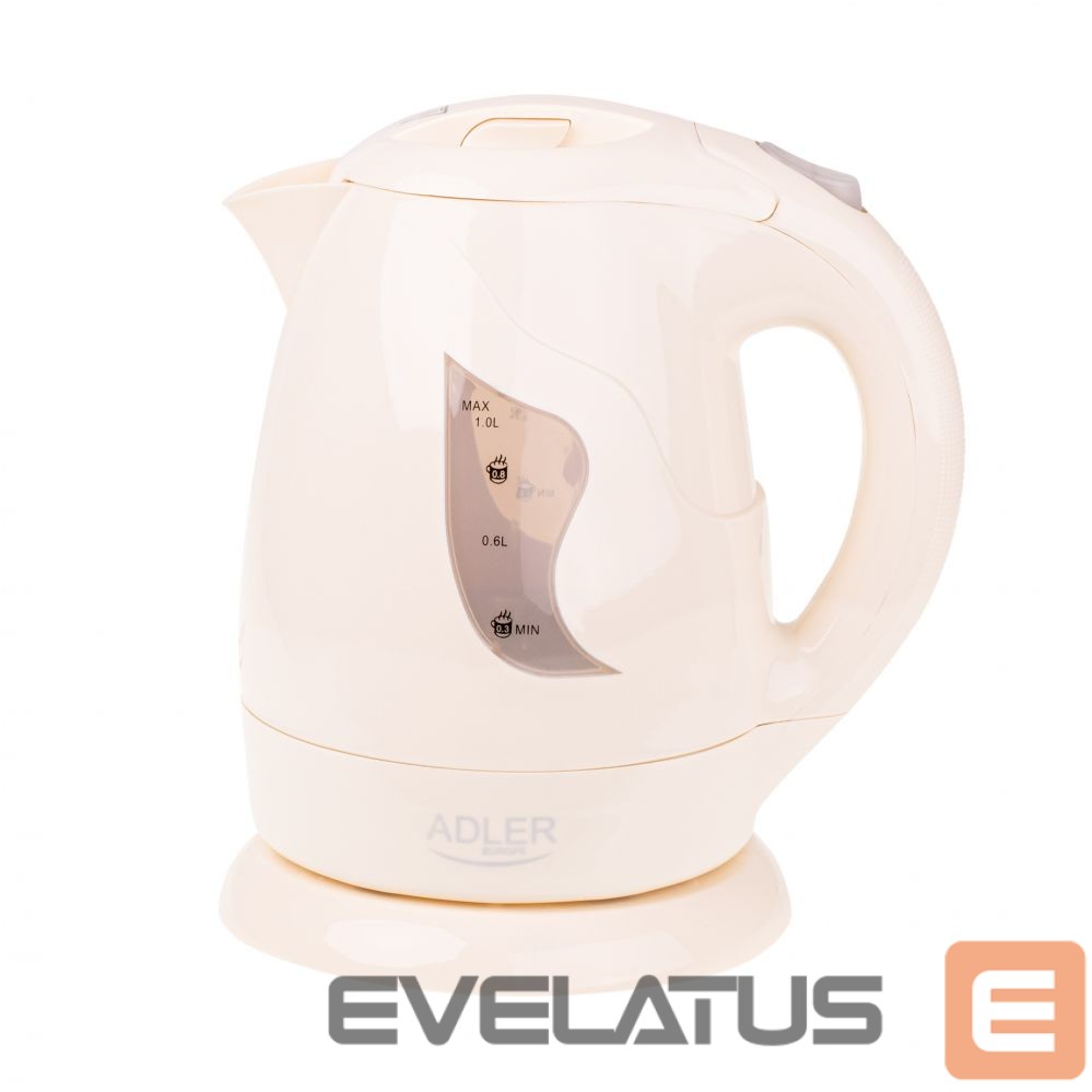 Veekeetja Adler Kettle AD 08 b Standard, Plastic, Beige, 850 W, 360° rotational base, 1 L