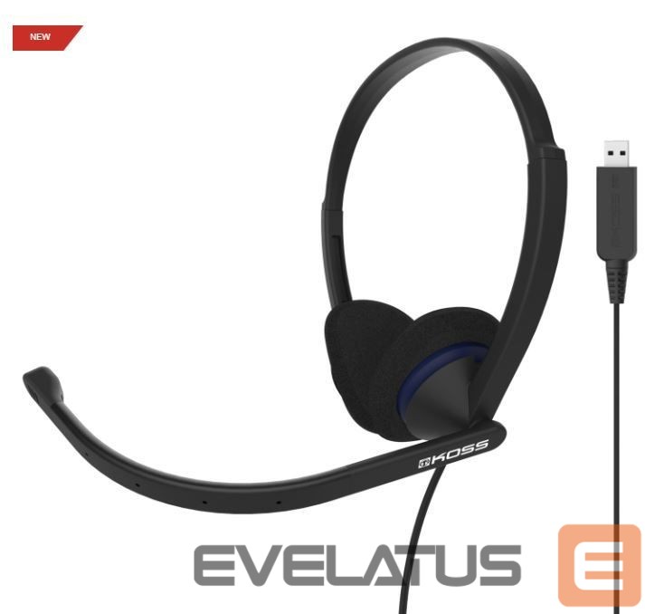 Juhtmevabad kõrvaklapid Koss Headphones CS200 USB Wired, On-Ear, Microphone, USB Type-A, Black