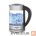 Veekeetja Adler  Kettle AD 1247 NEW With electronic control, 1850 - 2200 W, 1.7 L, Stainless steel, glass, Stainless steel/Transparent, 360° rotational base 