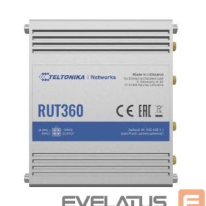 Ruuterid Teltonika  Industrial Cellular Router RUT360 LTE CAT6 	1 x LAN ports, 10/100 Mbps, compliance with IEEE 802.3, IEEE 802.3u standards, supports auto MDI/MDIX crossover Mbit/s, Ethernet LAN (RJ-45) ports 2 x RJ45 ports, 10/100 Mbps, Mesh Support No, MU-MiMO Yes, 3G/4G data sharing, Antenna type 2 x SMA for LTE, 2 x RP-SMA for WiFi 