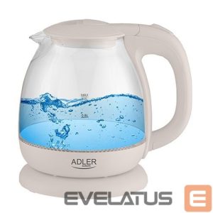 Veekeetja Adler  Kettle AD 1283C Electric, 900 W, 1 L, Glass/Stainless steel, 360° rotational base, Cream 