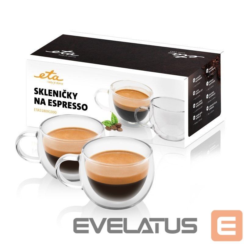 Muud väikesed kodumasinad ETA Espresso cups 518091000 For espresso coffee, 2 pc(s), Dishwasher proof, Glass