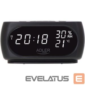 Interaktiivne lahendus Adler  Clock with Thermometer AD 1186 Black 