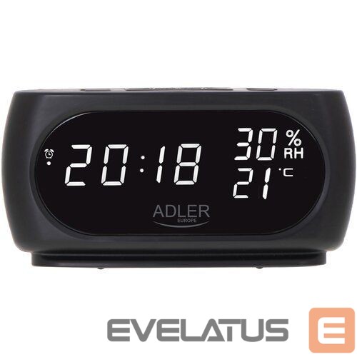 Interaktiivne lahendus Adler Clock with Thermometer AD 1186 Black
