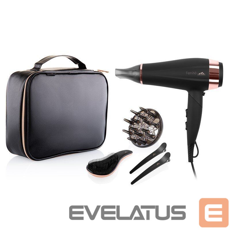 Tervishoid ETA Hair Care Gift Set 732090020 Fenité 2200 W, Number of temperature settings 3, Ionic function, Diffuser nozzle, Black Edition