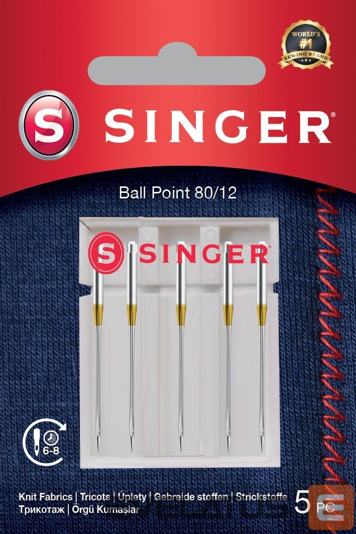Filtrid ja tarvikud Singer Ball Point Needle 80/12 5PK for Knit Fabrics