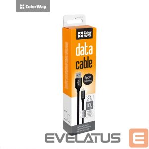 Kontroller ColorWay  Data Cable Apple Lightning Charging cable, Fast and safe charging; Stable data transmission, Black, 1 m 