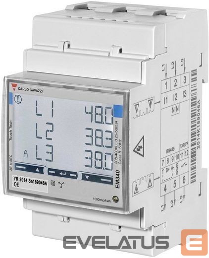 Elektrisõidukite lisavarustus Carlo Gavazzi Smart Power Meter, 3 phase, up to 65A EM340 MID certificate