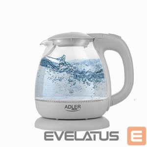 Veekeetja Adler  Kettle AD 1283G Standard, 1100 W, 1 L, Plastic/Glass, Grey, 360° rotational base 