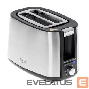 Röster Adler  Toaster AD 3214  Power 750 W, Number of slots 2, Housing material Stainless steel, Stainless steel/Black 