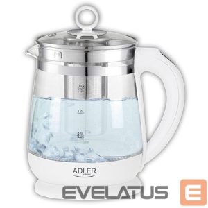 Veekeetja Adler  Kettle AD 1299 Electric, 2200 W, 1.5 L, Glass/Stainless steel, 360° rotational base, White 