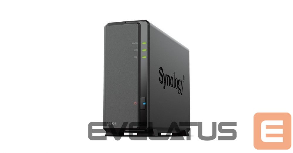 Mälupulk Synology Tower NAS DS124 up to 1 HDD/SSD, Realtek, RTD1619B, Processor frequency 1.7 GHz, 1 GB, DDR4, 1x1GbE, 2xUSB 2.0