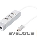 Muu arvutitarvik Digitus  USB Type-C 3-Port Hub + Fast Ethernet LAN Adapter 