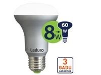 Jungikliai ir lizdai Leduro  LED spuldze R63 E27 8W 3000K 550l 