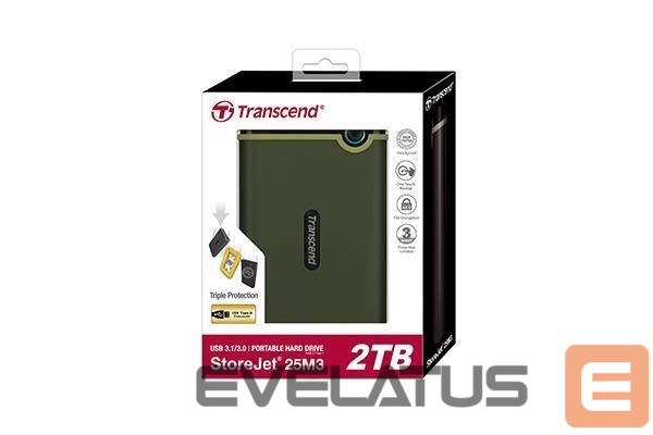 Kõvaketas HDD Transcend External HDD||StoreJet|2TB|USB 3.0|Colour Green|TS2TSJ25M3G