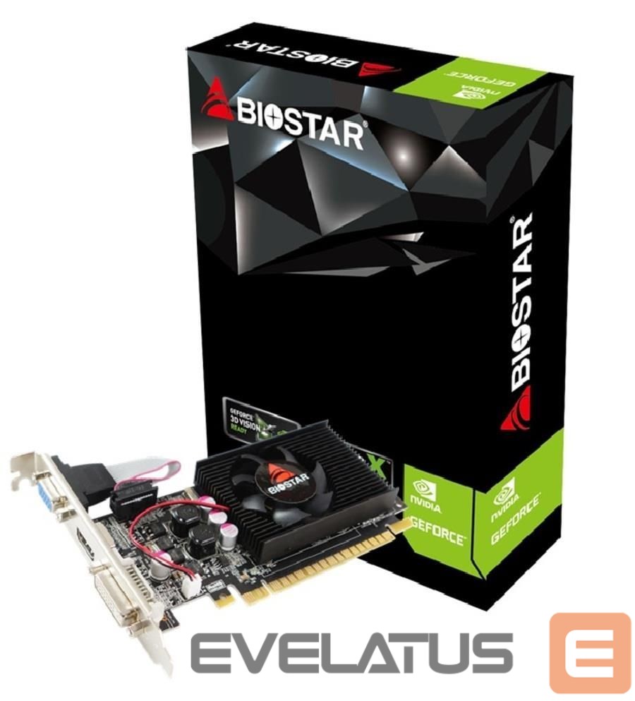 Graafikakaart / ideokaardid BIOSTAR Graphics Card||NVIDIA GeForce 210|1 GB|DDR3|64 bit|PCIE 2.0 16x|Memory 1333 MHz|GPU 589 MHz|Single Slot Fansink|1x15pin D-sub|1xDVI-D|1xHDMI|VN2103NHG6