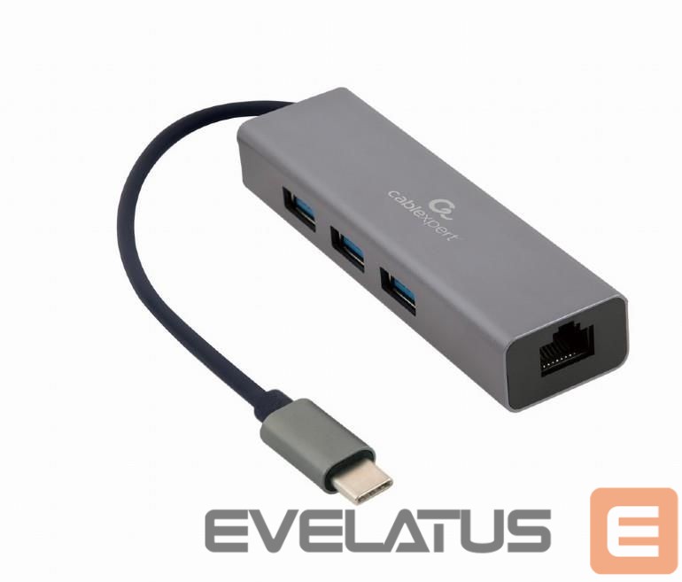Moodulid ja transiiverid Gembird I/O ADAPTER USB-C TO LAN RJ45/USB HUB A-CMU3-LAN-01