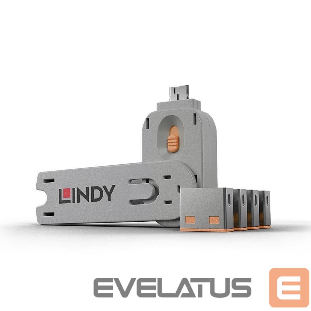 Moodulid ja transiiverid LINDY USB PORT BLOCKER 4PACK/ORANGE 40453