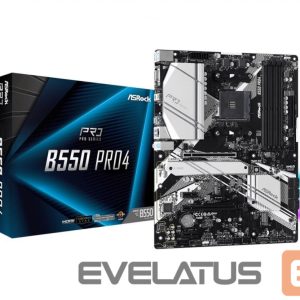 AMD protsessori emaplaat Asrock  Mainboard||AMD B550|SAM4|ATX|2xPCI-Express 3.0 1x|1xPCI-Express 3.0 16x|2xM.2|1xPCI-Express 4.0 16x|Memory DDR4|Memory slots 4|1x15pin D-sub|1xHDMI|1xUSB type C|5xUSB 3.2|1xPS/2|1xRJ45|3xAudio port|B550PRO4 