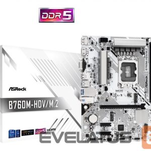 Intel protsessori emaplaat Asrock  Mainboard||Intel B760 Express|LGA1700|Micro-ATX|Memory DDR5|Memory slots 2|2xPCI-Express 3.0 1x|1xPCI-Express 4.0 16x|1xM.2|1x15pin D-sub|1xHDMI|1xDisplayPort|1xAV-In|1xAV-out|1xMicrophone|2xUSB 2.0|3xUSB 3.2|1xUSB-C|1xRJ45|B760M-HDV/M.2 