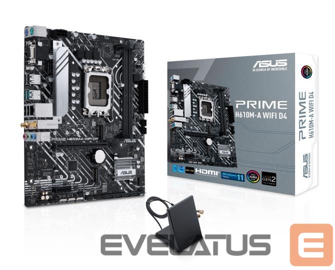 Intel protsessori emaplaat Asus Mainboard||Intel H610|LGA1700|MicroATX|Memory DDR4|Memory slots 2|1xPCI-Express 3.0 1x|1xPCI-Express 4.0 16x|2xM.2|1x15pin D-sub|1xHDMI|1xDisplayPort|2xAudio-In|1xAudio-Out|4xUSB 2.0|2xUSB 3.2|2xPS/2|1xRJ45|2xRF-Out|H610M-AWIFID4
