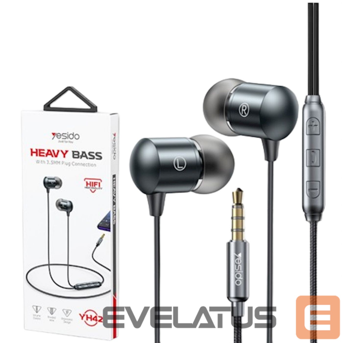 Kõrvaklapid yesido YH42 Earphone 3.5mm With Microfone Black