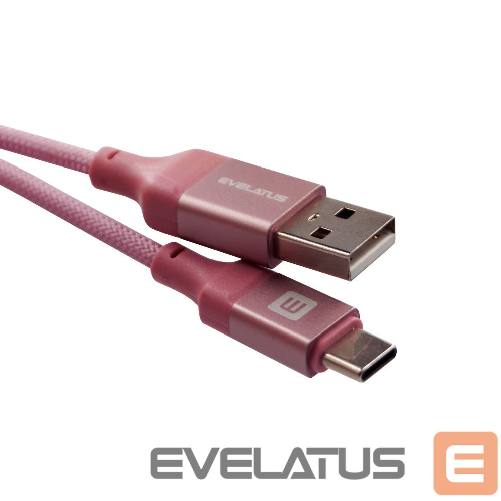 Kaabel Evelatus Cable USB A to C 2M Aluminum housing braiding Pink Pink