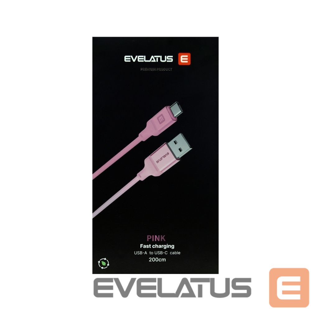 Kaabel Evelatus Cable USB A to C 2M Aluminum housing braiding Pink Pink
